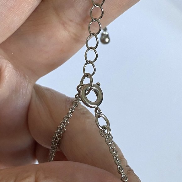 Two Tier Crystal & Silver Tone Bling Necklace Adjustable 25”-28” - Picture 7 of 9